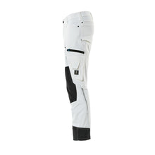 Calças com bolsos nos joelhos, stretch, calças claras, brancas