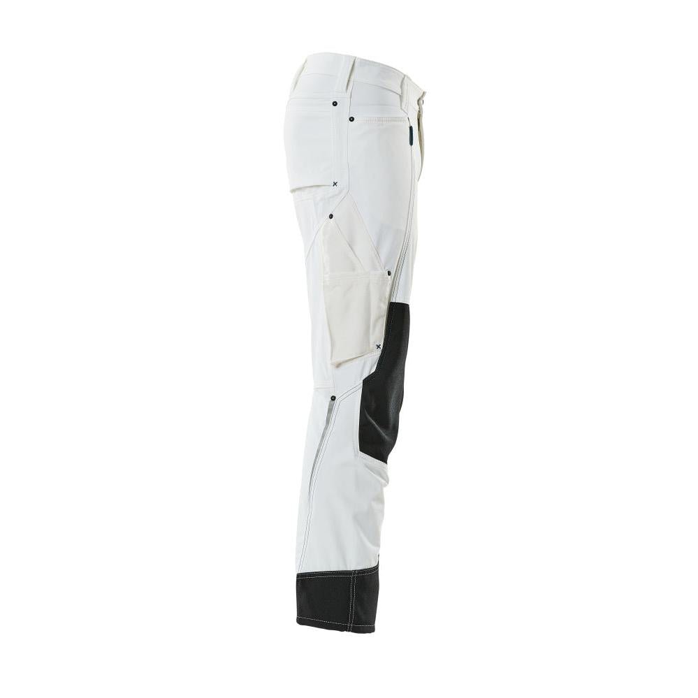 Calças com bolsos nos joelhos, stretch, calças claras, brancas