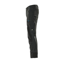 Calças com bolsos nos joelhos, stretch, calças leves, pretas