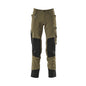 Calças com bolsos nos joelhos, stretch, calças claras, verde musgo