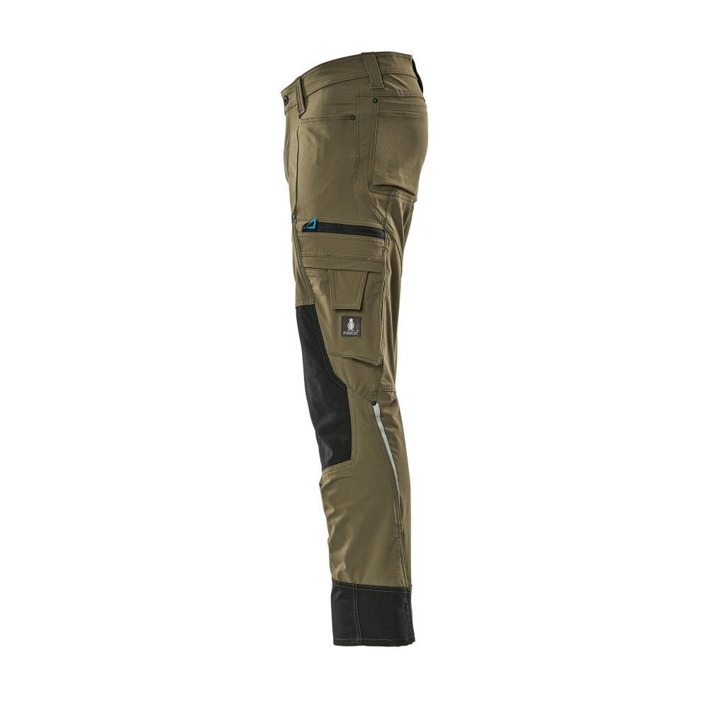 Calças com bolsos nos joelhos, stretch, calças claras, verde musgo