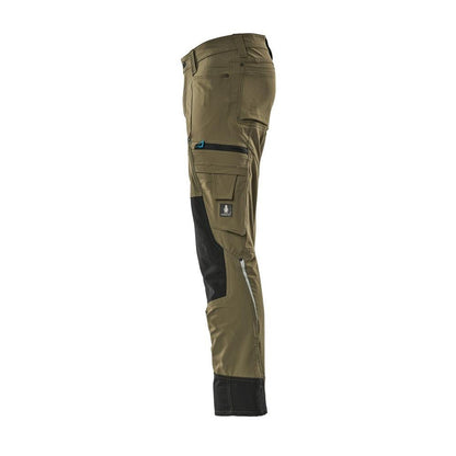 Calças com bolsos nos joelhos, stretch, calças claras, verde musgo