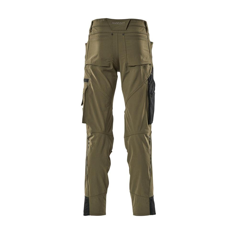 Calças com bolsos nos joelhos, stretch, calças claras, verde musgo
