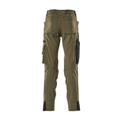 Calças com bolsos nos joelhos, stretch, calças claras, verde musgo