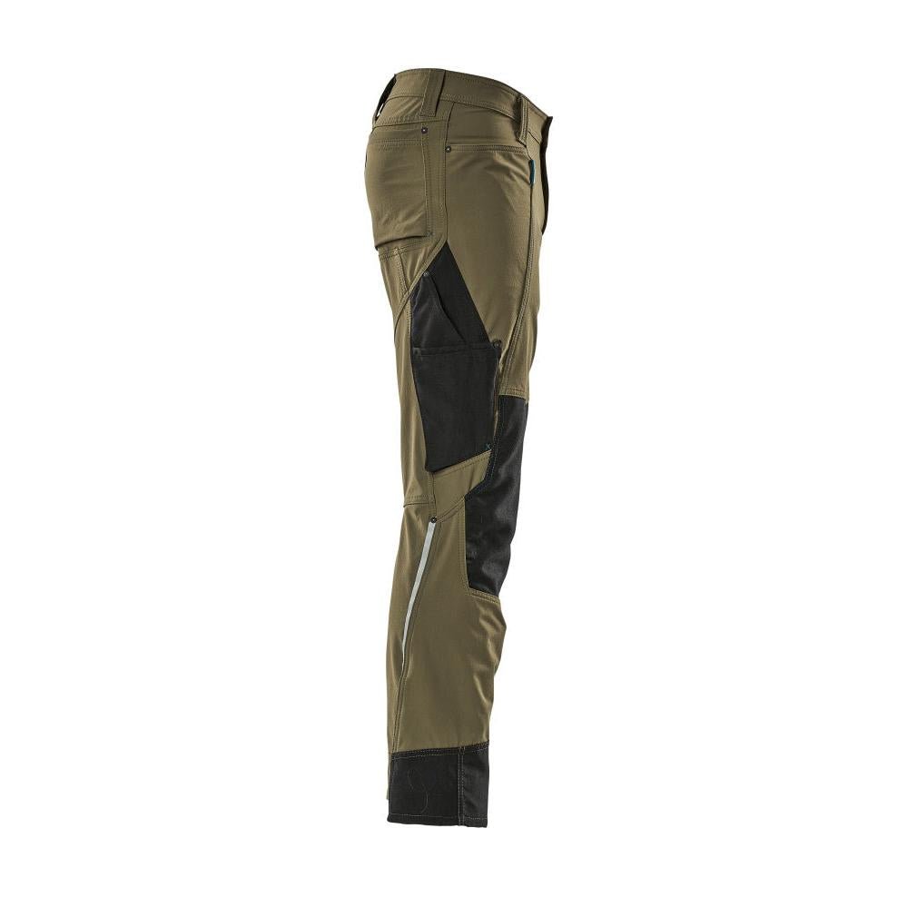 Calças com bolsos nos joelhos, stretch, calças claras, verde musgo