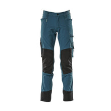 Calças com bolsos nos joelhos, stretch, calças claras, petróleo escuro