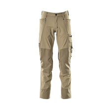 Calças com bolsos nos joelhos, stretch, calças leves, cáqui claro