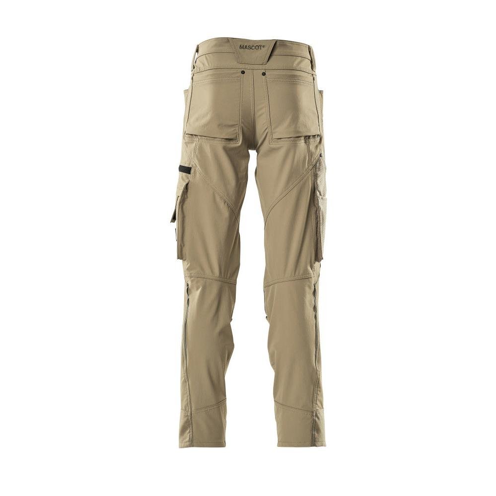 Calças com bolsos nos joelhos, stretch, calças leves, cáqui claro