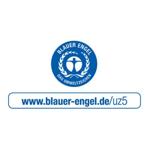 O logotipo azul e branco "Anjo Azul O Selo Ambiental" aparece no PAPSTAR papel toalha C-dobra, 50x25 cm, natural, 1-camada (120 folhas), da PAPSTAR GmbH, feito de papel 100% reciclado. Mais informações: www.blauer-engel.de/uz5.