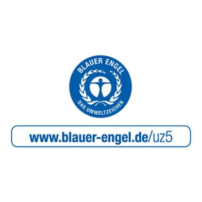 O logotipo azul e branco "Anjo Azul O Selo Ambiental" aparece no PAPSTAR papel toalha C-dobra, 50x25 cm, natural, 1-camada (120 folhas), da PAPSTAR GmbH, feito de papel 100% reciclado. Mais informações: www.blauer-engel.de/uz5.