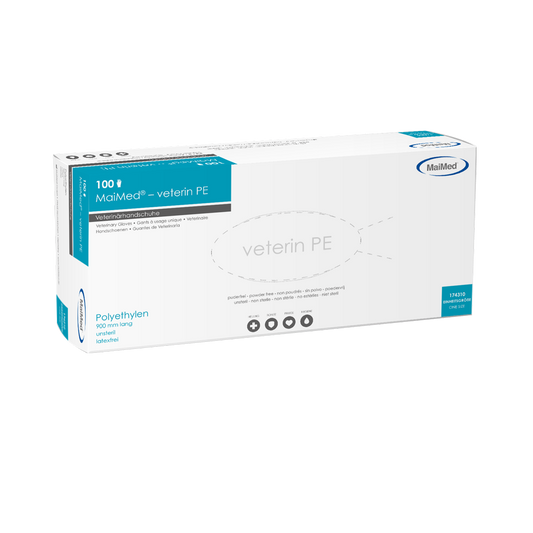 Luvas veterinárias MaiMed-veterin PE 90cm, laranja, 100 peças/caixa | Caixa (100 peças)