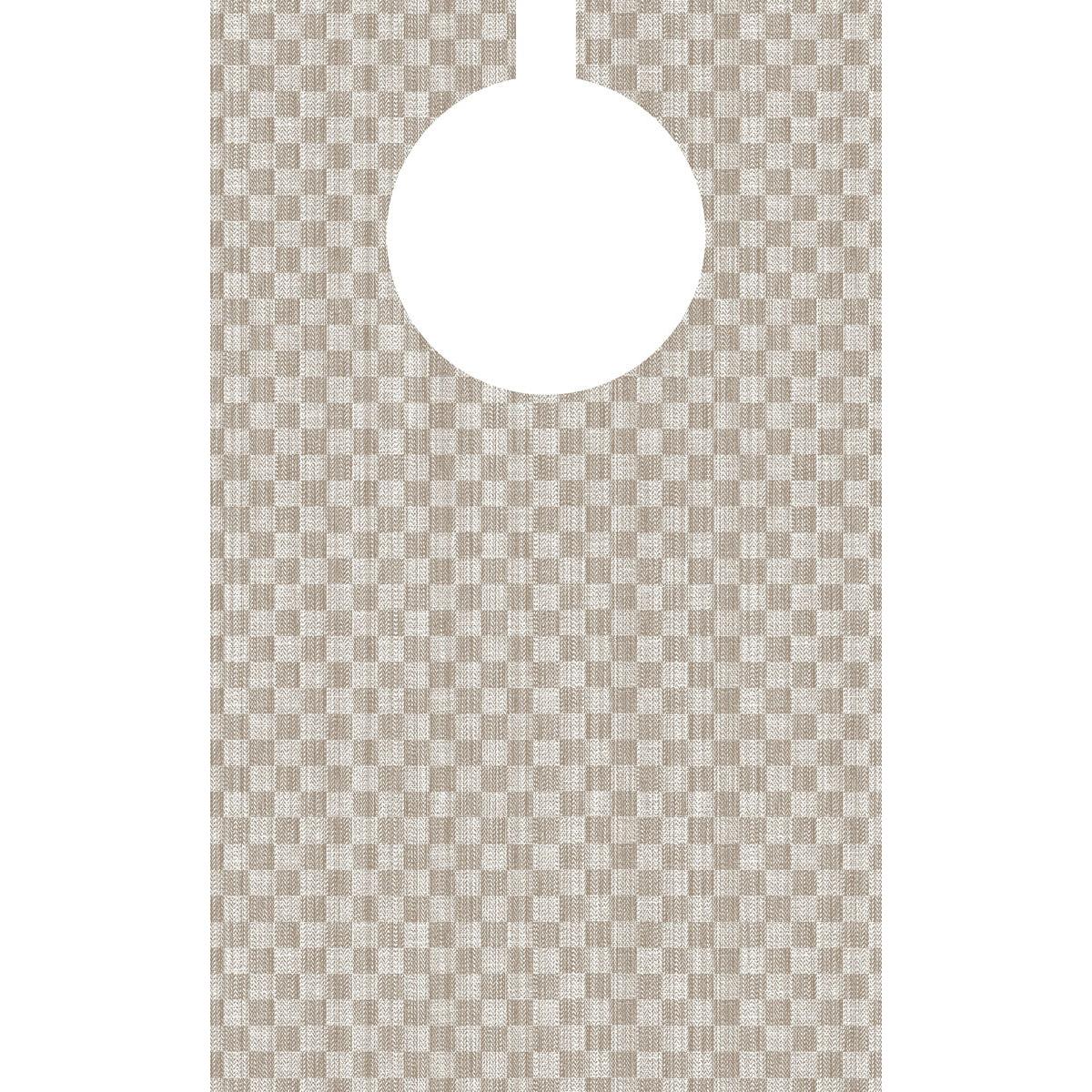 O babete Dunisoft 40x65 cm - Grubben da Duni GmbH é um babete xadrez bege-branco com uma grande abertura superior redonda, tornando-o ideal como babete absorvente para instituições de cuidados. Embalagem com 50 unidades, de alta qualidade e prático.