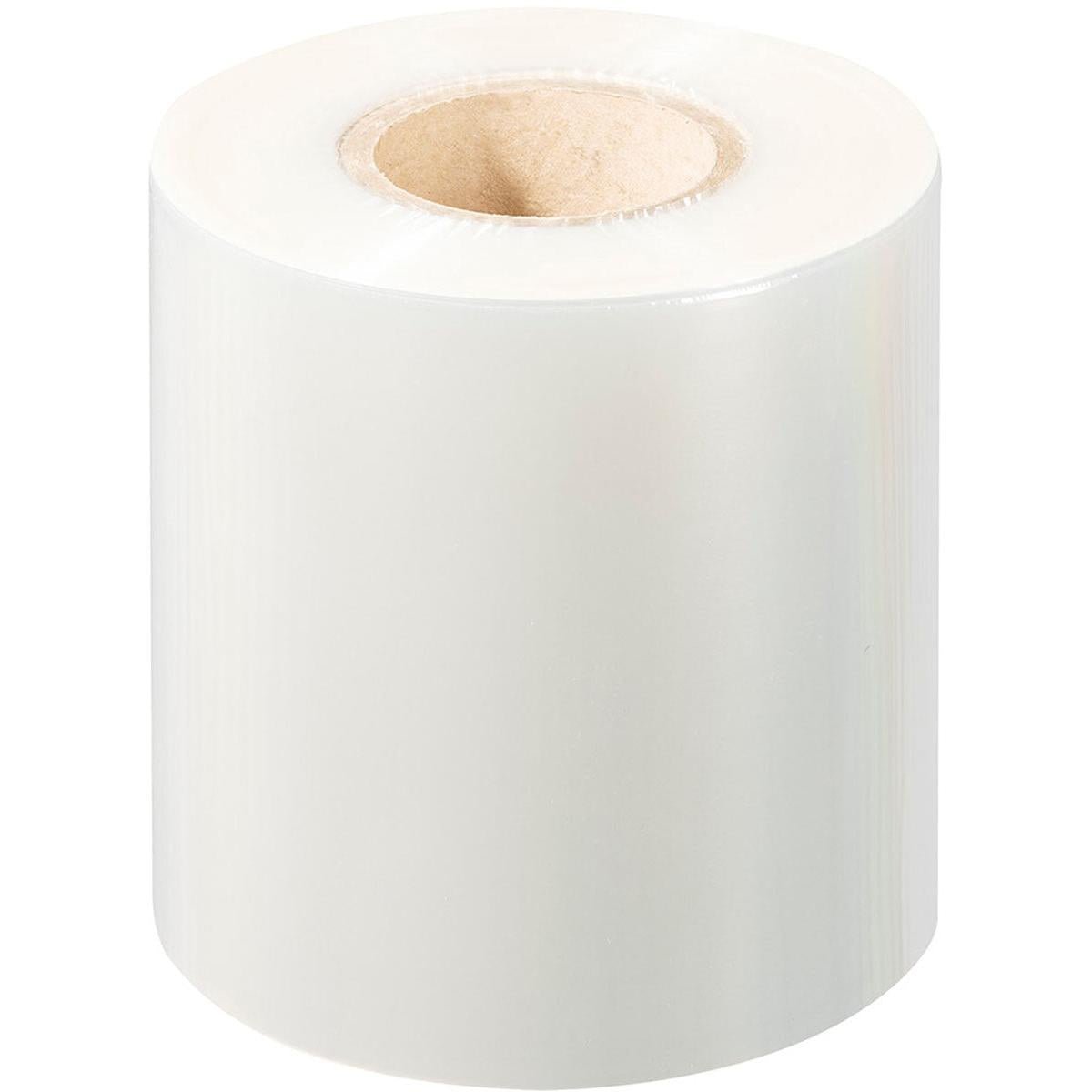 Um grande rolo de Universalfolie sem Antifog universal da Duni GmbH com núcleo de papelão está em pé sobre um fundo branco.