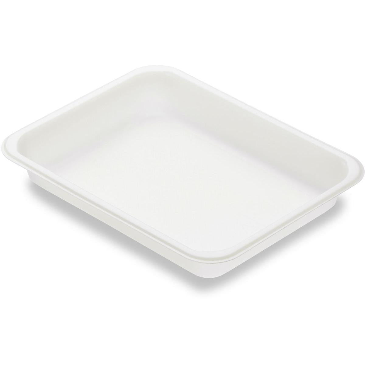 A embalagem selável retangular branca Caterline de bioplástico 227x178 da Duni GmbH com borda plana é ideal como embalagem sustentável para alimentos e foi fotografada diante de um fundo branco.