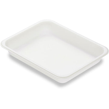 A embalagem selável retangular branca Caterline de bioplástico 227x178 da Duni GmbH com borda plana é ideal como embalagem sustentável para alimentos e foi fotografada diante de um fundo branco.