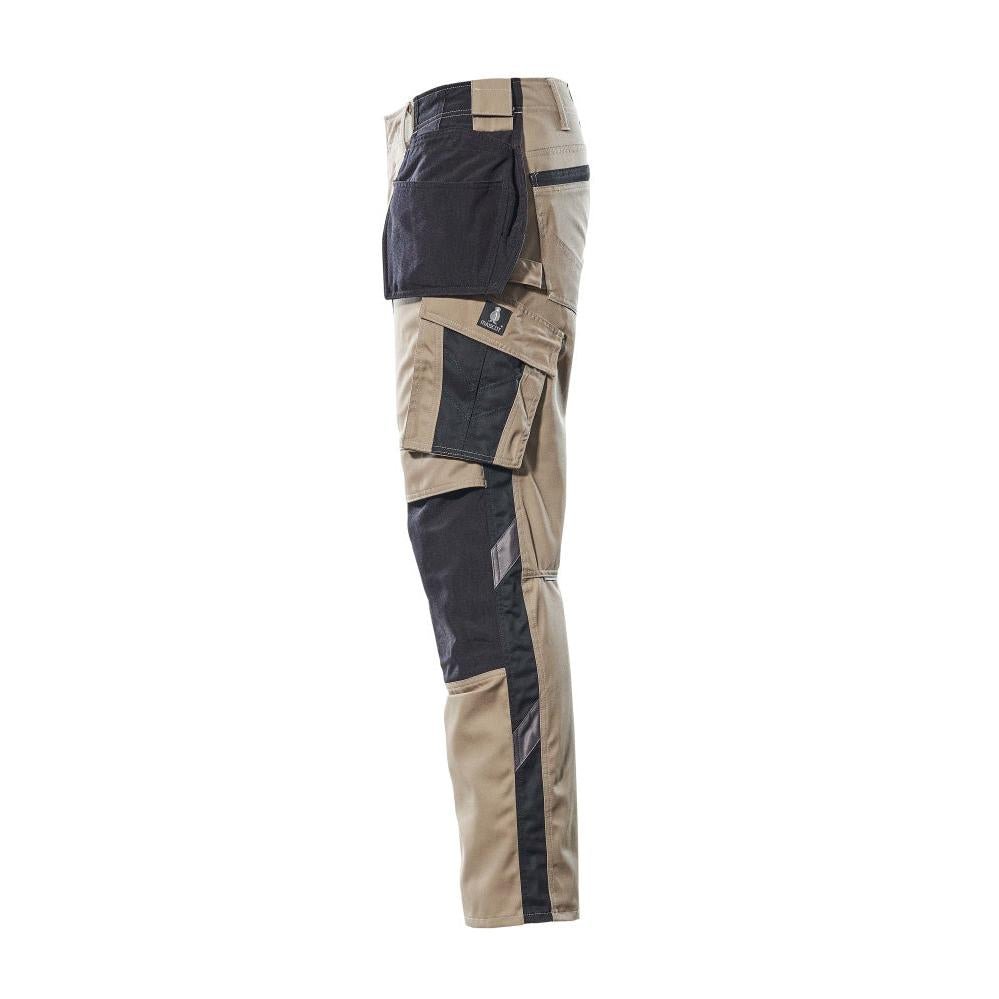 Calças com bolsos suspensos, calças leves, cáqui claro/preto