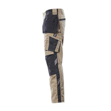 Calças com bolsos suspensos, calças leves, cáqui claro/preto