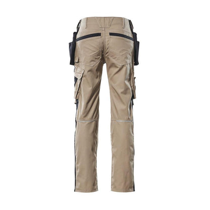 Calças com bolsos suspensos, calças leves, cáqui claro/preto