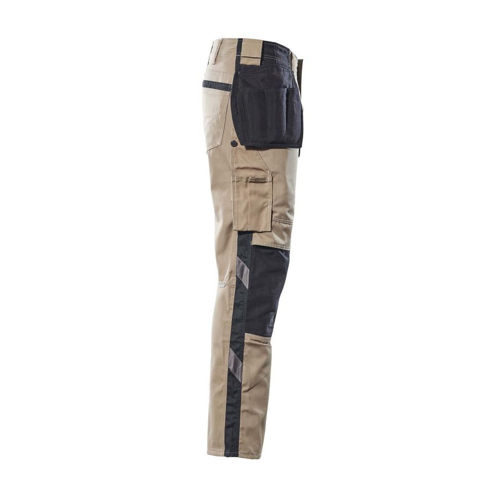 Calças com bolsos suspensos, calças leves, cáqui claro/preto