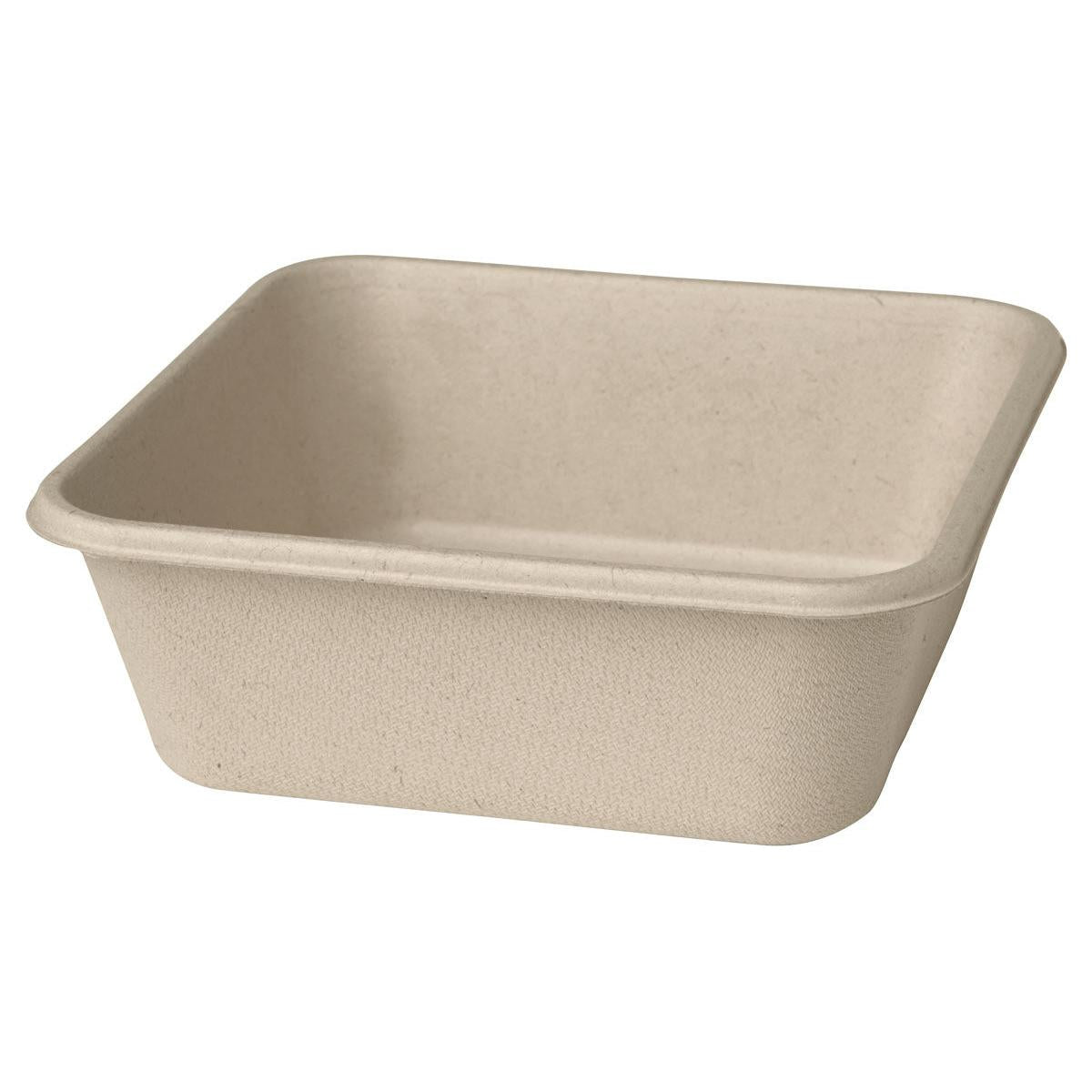 A Box Bagasse Braun da Duni GmbH é uma caixa retangular, bege, biodegradável com cantos ligeiramente arredondados e superfície texturizada, feita de material de fibra ecológico (bagasse) para embalagens sustentáveis.