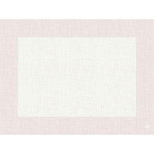 Uma superfície quadrada branca com um padrão de linhas cruzadas, semelhante aos jogos americanos Dunicel 30 x 40 cm Linnea branco da Duni GmbH (100 unidades), está centralizada sobre um fundo texturizado rosa claro, acentuado por um pequeno coração branco no canto inferior direito.