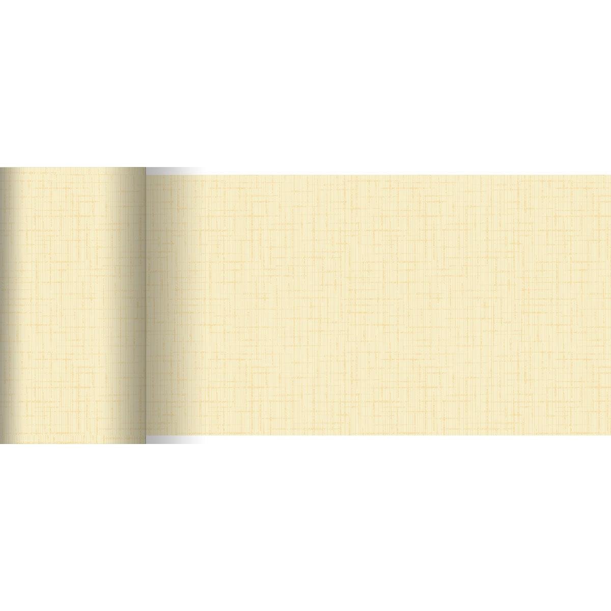 O corredor de mesa Dunicel da Duni GmbH (20 m x 15 cm) é um corredor de mesa bege com estrutura discreta em forma de cruz, ideal para decorações de mesa modernas. Seu design simples, mas elegante, também se destaca sob iluminação.