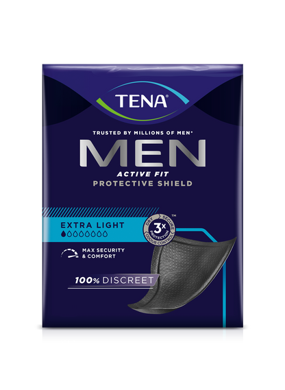 Tena Men Men Shield Protective Shield Extra Light Incontiny Insert | Pacote (14 peças)