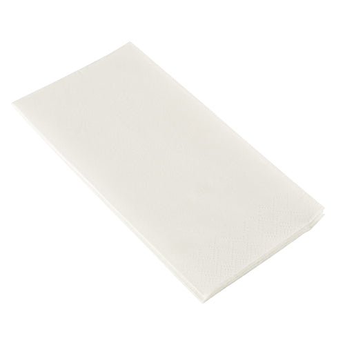 Uma pilha de PAPSTAR guardanapos 2-camadas, 33x33 cm, branco, dobra superior (250 unidades) da PAPSTAR GmbH é cuidadosamente dobrada em retângulos e colocada sobre fundo branco.