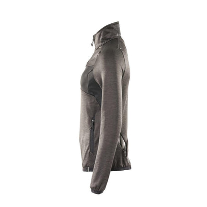 Suéter de lã com zíper curto, jaqueta feminina de microfleece