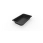 Uma tigela de menu GN 1/4 preta da Duni GmbH (PP preto, 265x162x40 mm) com bordas elevadas está vazia em um fundo branco, vista de cima - ideal para uso na gastronomia. Embalagem: 225 peças.