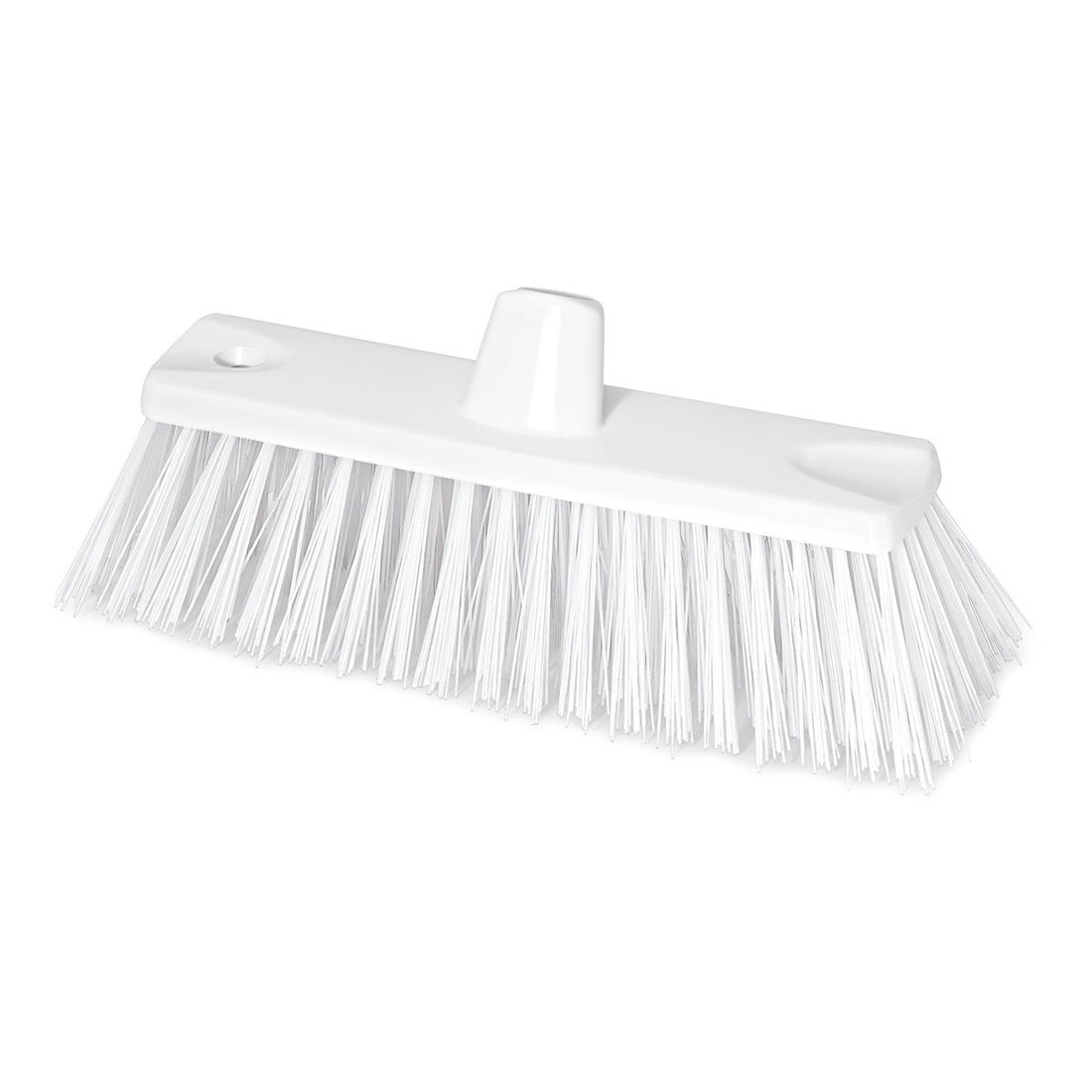 A cabeça da vassoura grossa HACCP Nölle Profi Brush de 30 cm tem cerdas extra duras (1,00 mm), dois orifícios de fixação e está ilustrada sobre um fundo branco simples. Marca: Nölle Profi Brush Bürsten- & Pinseltechnik e.K.