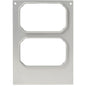 O cartucho DF10/20 para bandejas CPET 370 ml (2 usos) da Duni GmbH é uma placa de metal retangular com dois recortes arredondados verticalmente alinhados, pequenos furos no canto superior e a gravação "182540" no canto inferior esquerdo.