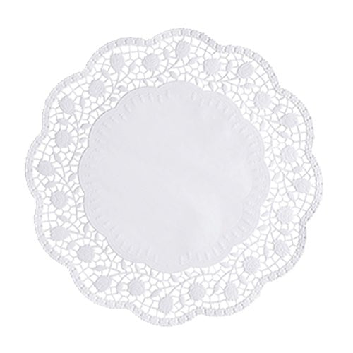 As PAPSTAR 250 doilies redondas brancas da PAPSTAR GmbH são doilies redondas brancas com centro firme e borda rendada elaborada – ideal para apresentar bolos de forma elegante.