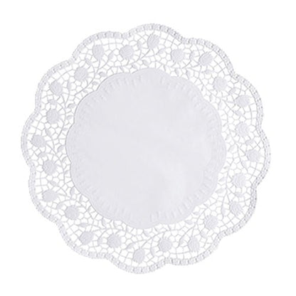 As PAPSTAR 250 doilies redondas brancas da PAPSTAR GmbH são doilies redondas brancas com centro firme e borda rendada elaborada – ideal para apresentar bolos de forma elegante.