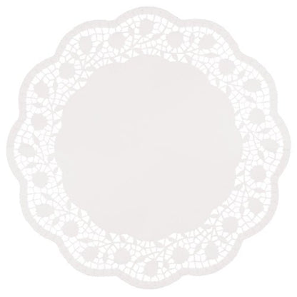As PAPSTAR 250 doilies redondas brancas da PAPSTAR GmbH são doilies redondas brancas com borda ondulada e padrão elaborado em estilo rendado, ideal para apresentações de bolos elegantes e doilies.