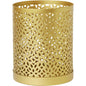 O castiçal de metal, 100x80 mm, dourado da Duni GmbH destaca-se pelo design elegante e um padrão de pontos perfurados - perfeito como decoração elegante para a sala de estar. Embalagem (1 peça).
