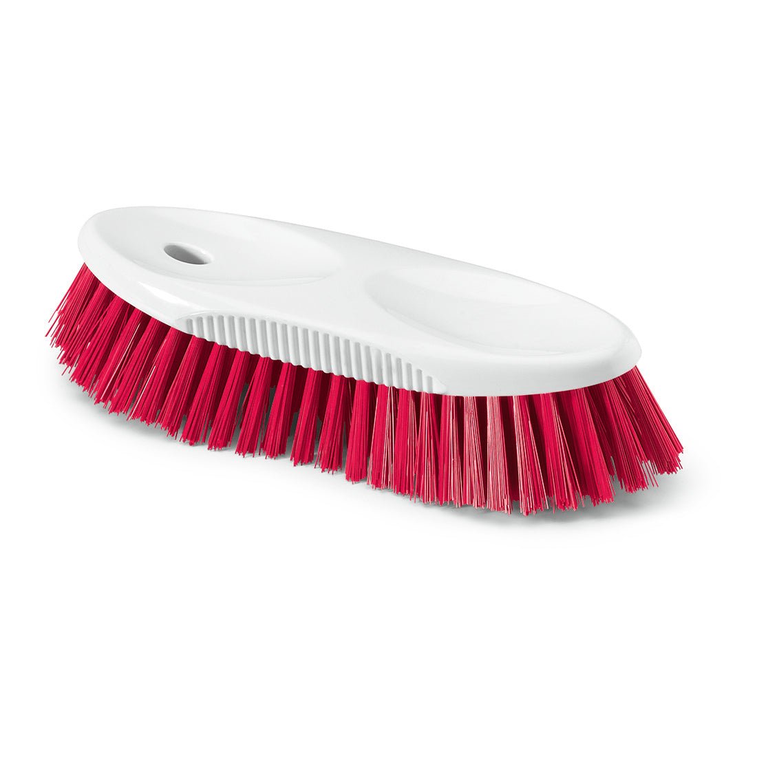 A escova de jarra HACCP Nölle Profi Brush 19 cm tem um cabo de plástico branco e cerdas vermelhas densamente empacotadas de 0,5 mm duras, ilustrada sobre um fundo branco. Marca: Nölle Profi Pinsel Bürsten- & Pinseltechnik e.K.