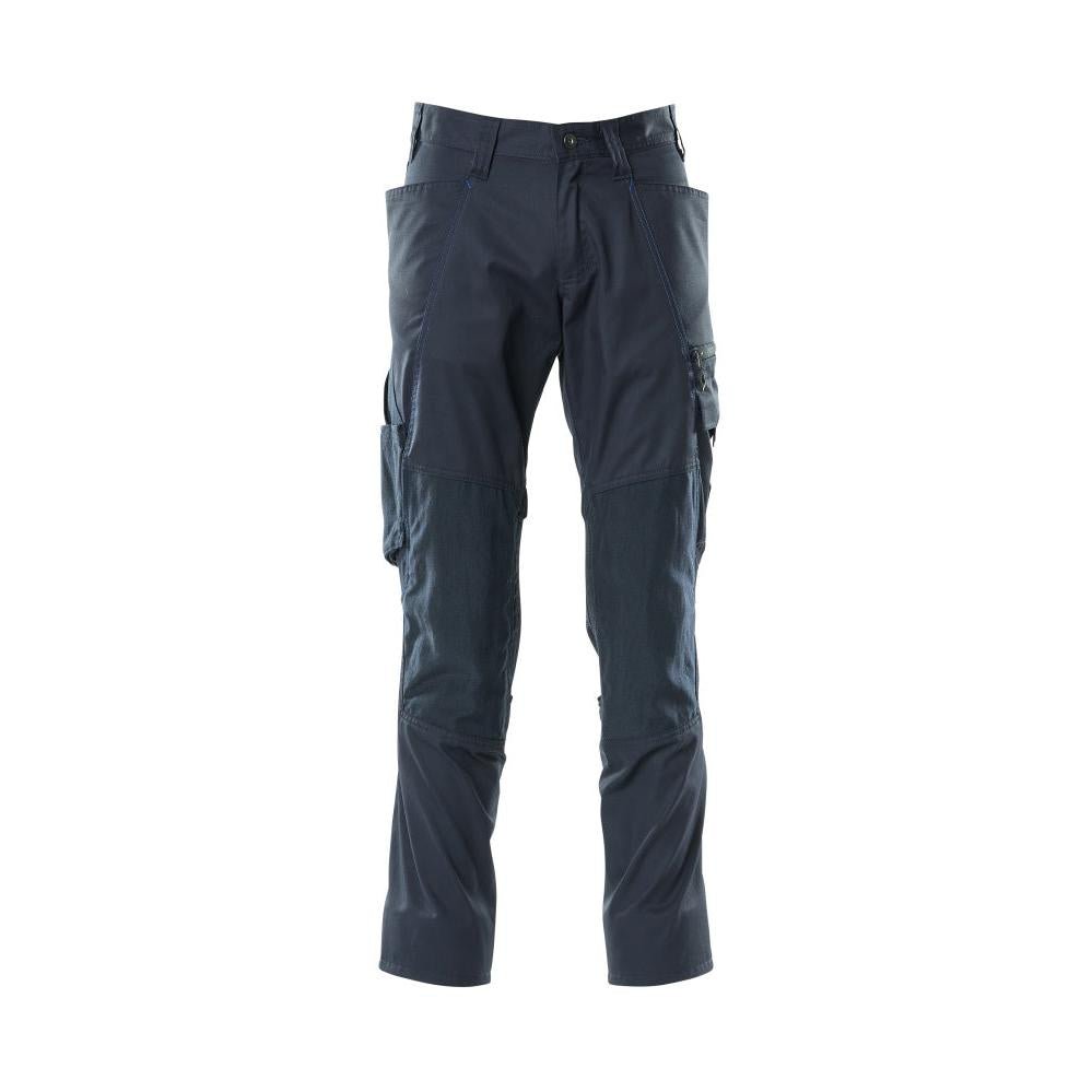 Calças com bolsos nos joelhos, calças extra leves, preto-azul