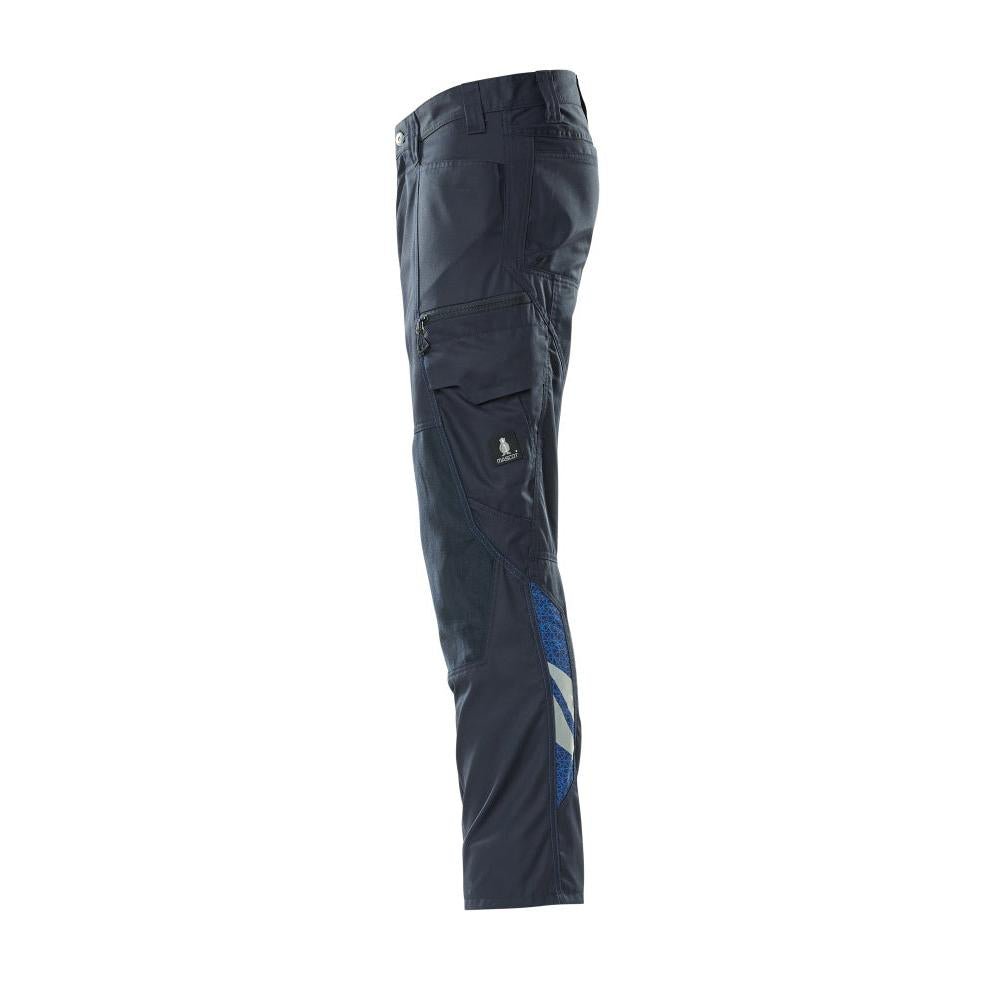Calças com bolsos nos joelhos, calças extra leves, preto-azul