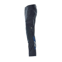 Calças com bolsos nos joelhos, calças extra leves, preto-azul