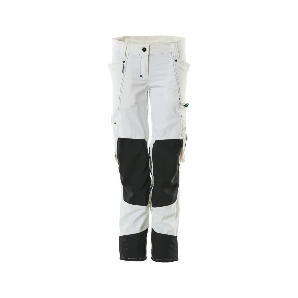 Calças com bolsos nos joelhos, mulheres, Calças Pearl, brancas