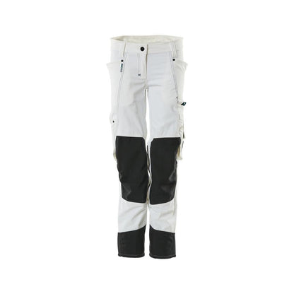 Calças com bolsos nos joelhos, mulheres, Calças Pearl, brancas