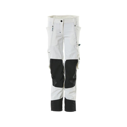 Calças com bolsos nos joelhos, mulheres, Calças Pearl, brancas