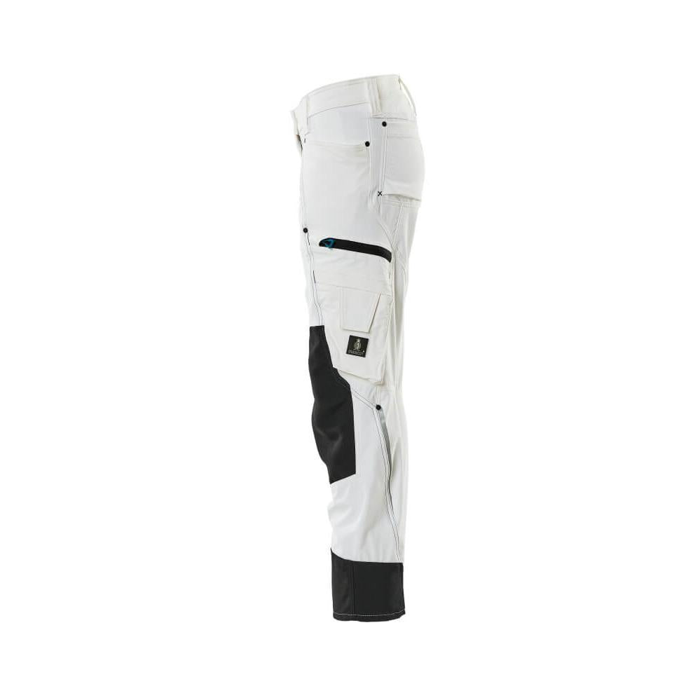 Calças com bolsos nos joelhos, mulheres, Calças Pearl, brancas