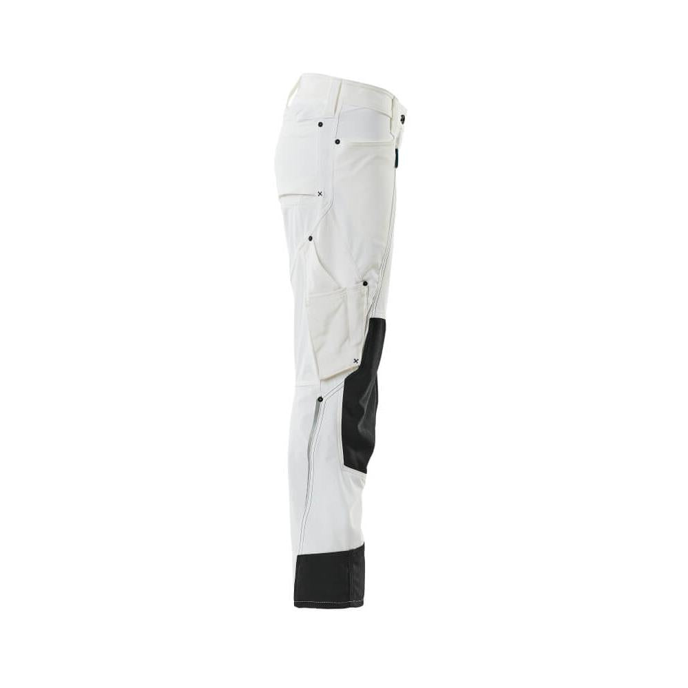 Calças com bolsos nos joelhos, mulheres, Calças Pearl, brancas