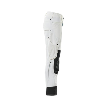 Calças com bolsos nos joelhos, mulheres, Calças Pearl, brancas