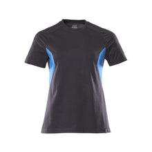 Camiseta, camiseta feminina feminina, preto azul/azul celeste