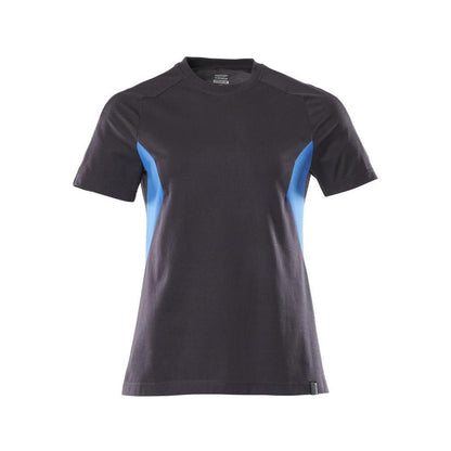 Camiseta, camiseta feminina feminina, preto azul/azul celeste