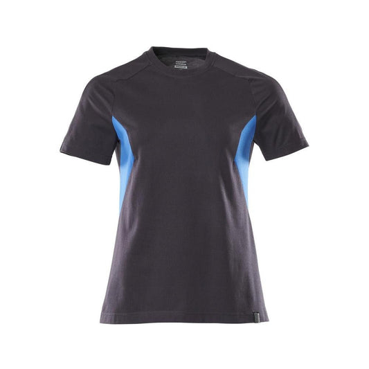 Camiseta, camiseta feminina feminina, preto azul/azul celeste