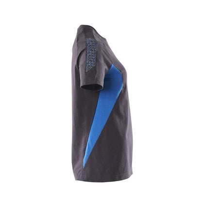 Camiseta, camiseta feminina feminina, preto azul/azul celeste